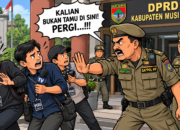 Diduga Usir Tiga Wartawan, Oknum Satpol PP Inisial MS Disorot di Gedung DPRD Musi Rawas.